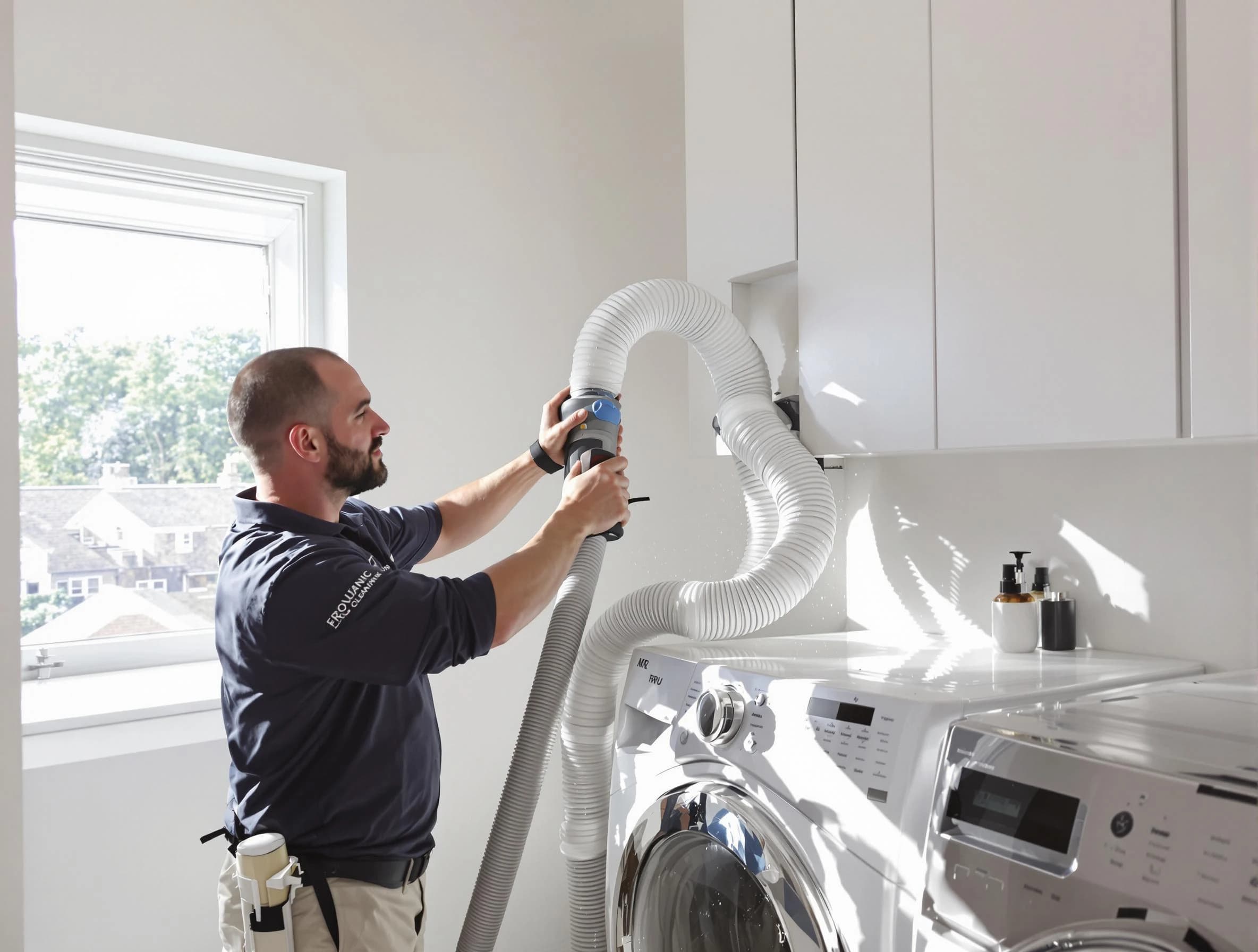 Certified Lake Forest Dryer Vent Cleaning technician performing dryer vent cleaning in Lake Forest